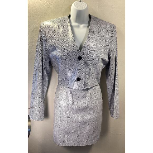 Michael Hoban North Beach Leather Snakeskin Vintage Mini Dress Jacket 2pc 80's S - Picture 7 of 13